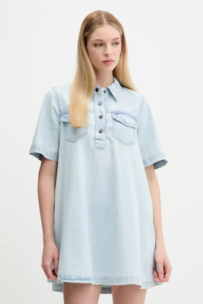 Tommy Jeans rochie jeans mini, drept, DW0DW20519