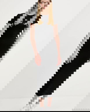 Tommy Jeans rochie culoarea negru, midi, mulata, DW0DW20873