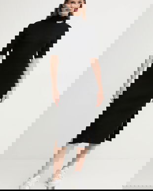 Dkny rochie culoarea negru, midi, mulata, DJ5R0751