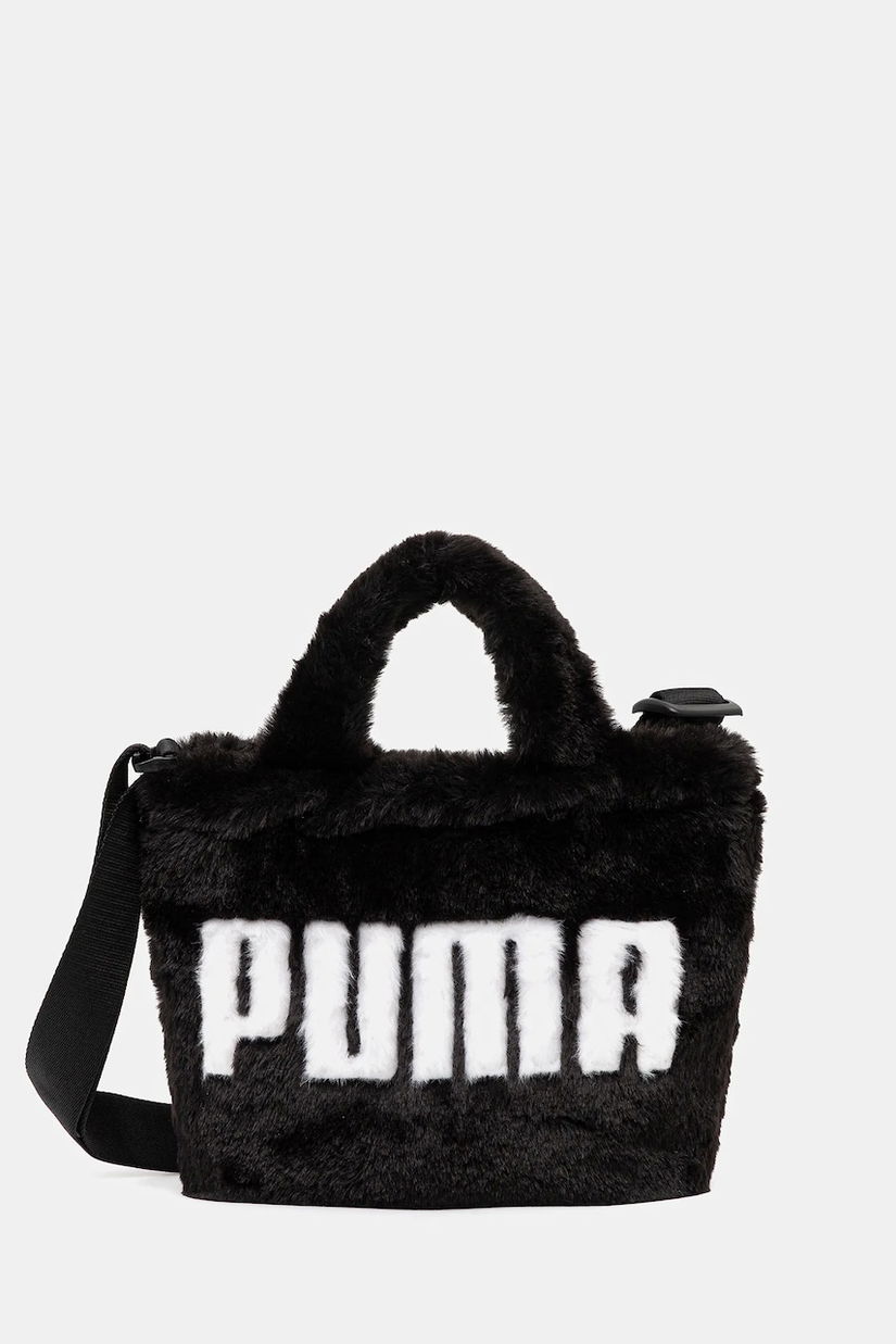 Puma geantă Up Faux Fur Mini culoarea negru, 91713