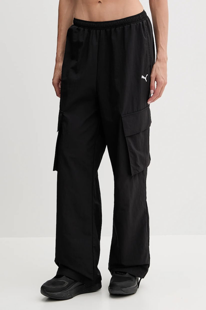 Puma pantaloni culoarea negru, drept, high waist, 629756