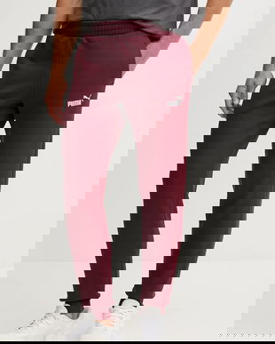 Puma pantaloni de trening culoarea bordo, uni, 682607