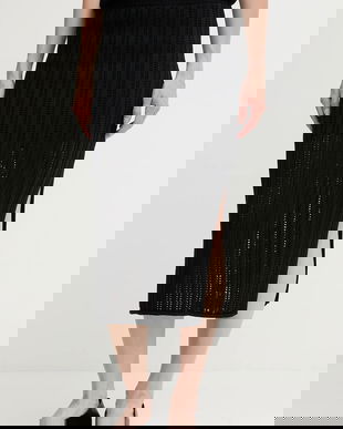 Dkny fustă din bumbac culoarea negru, midi, creion, DJ5R0682