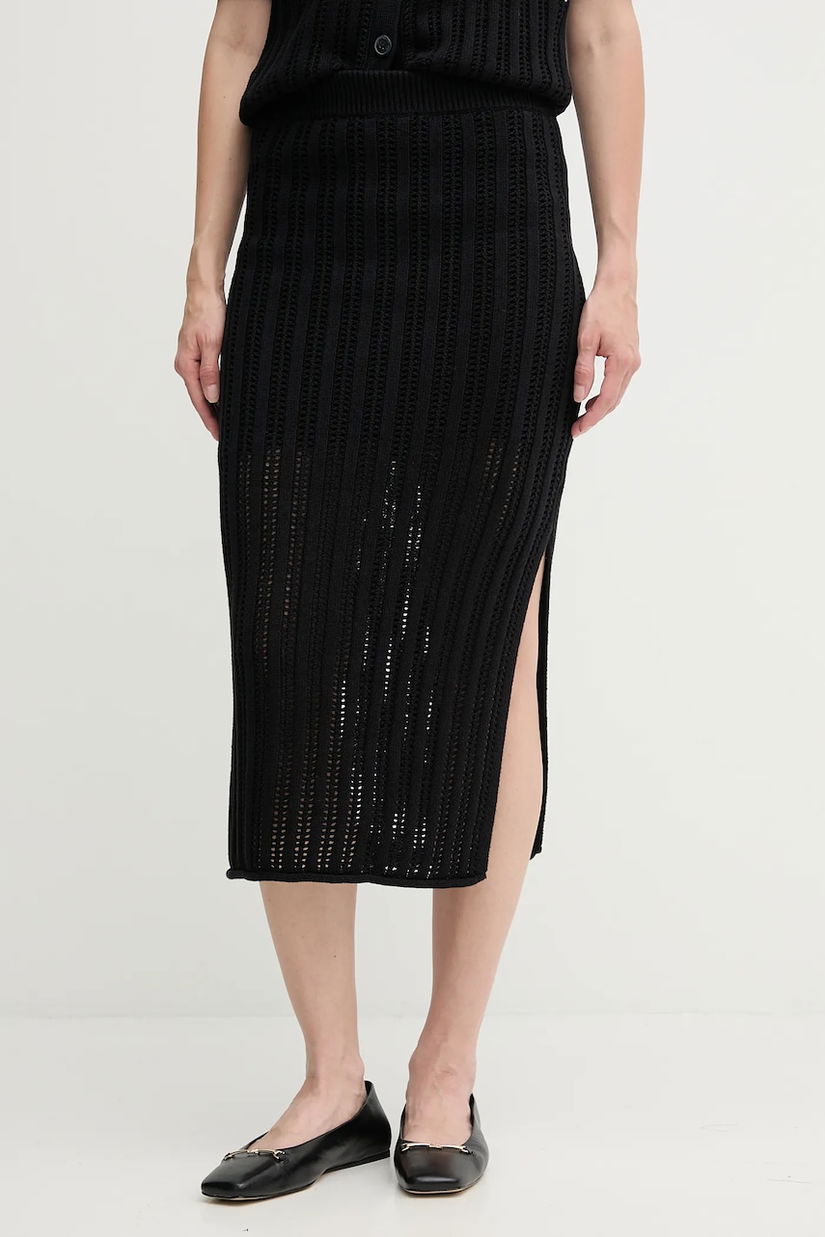 Dkny fustă din bumbac culoarea negru, midi, creion, DJ5R0682
