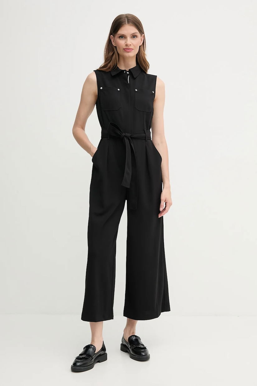 Dkny salopetă culoarea negru, cu guler, DD5B1L16