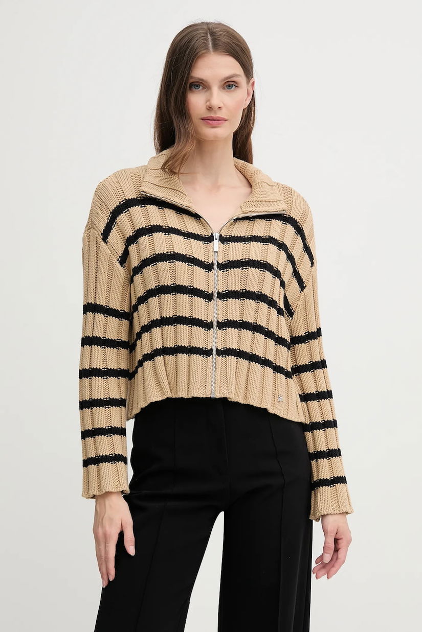 Dkny cardigan din bumbac culoarea verde, DJ5R0614