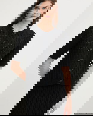 Dkny cardigan din bumbac culoarea negru, light, DJ5R0684