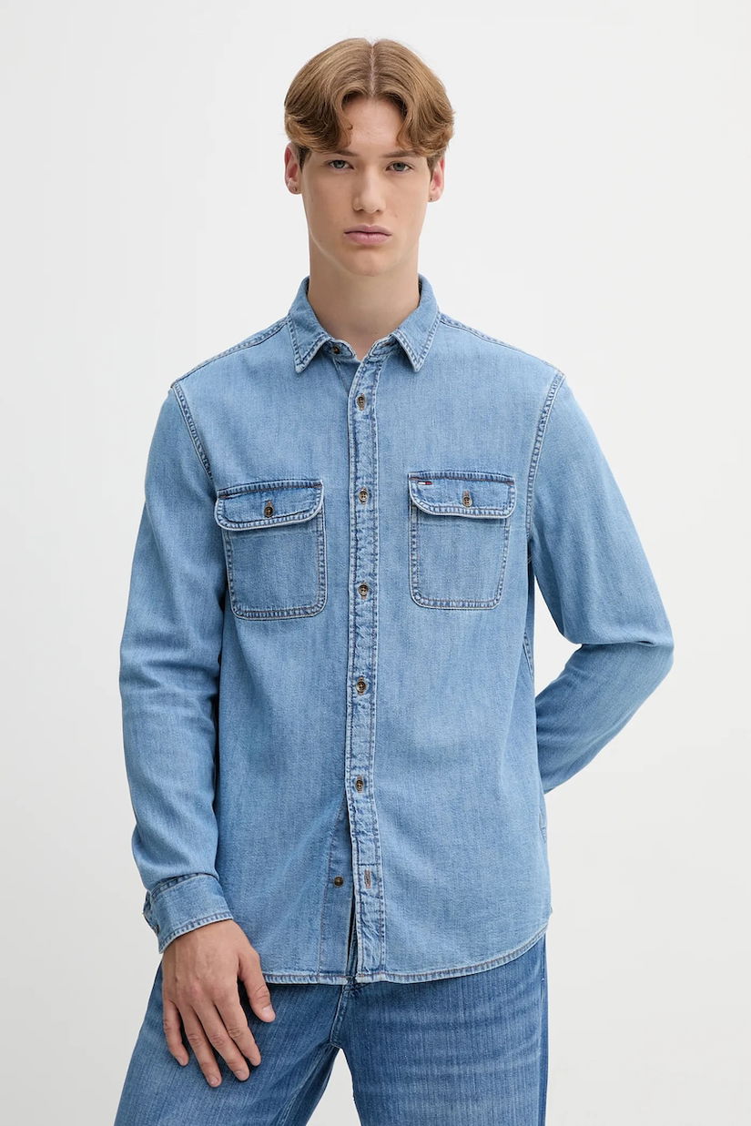 Tommy Jeans cămașă jeans cu guler clasic, regular, DM0DM21727