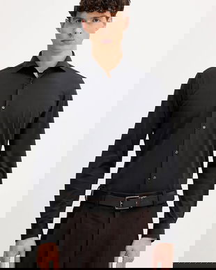 Joop! cămașă culoarea negru, cu guler italian, slim, 30046080