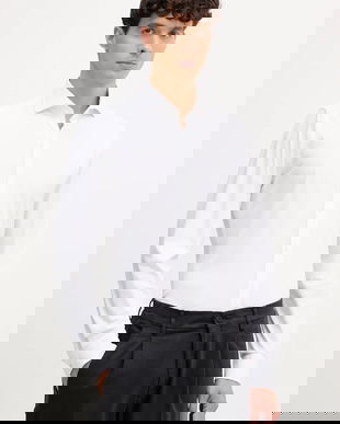 Joop! cămașă culoarea alb, cu guler italian, slim, 30046080