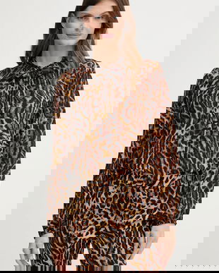 Joseph Ribkoff bluză culoarea maro, cu imprimeu, 253077