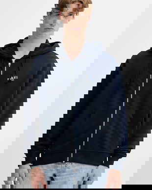 Tommy Jeans hanorac de bumbac culoarea bleumarin, cu glugă, cu imprimeu, DM0DM21626