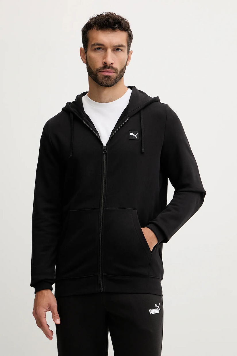 Puma hanorac de bumbac culoarea negru, cu glugă, uni, 688255