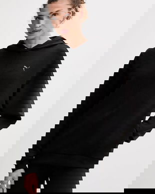 Puma bluză culoarea negru, cu glugă, cu imprimeu, 527460