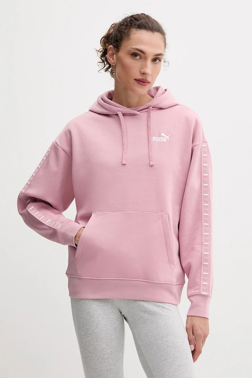 Puma bluză culoarea roz, cu glugă, uni, 688096