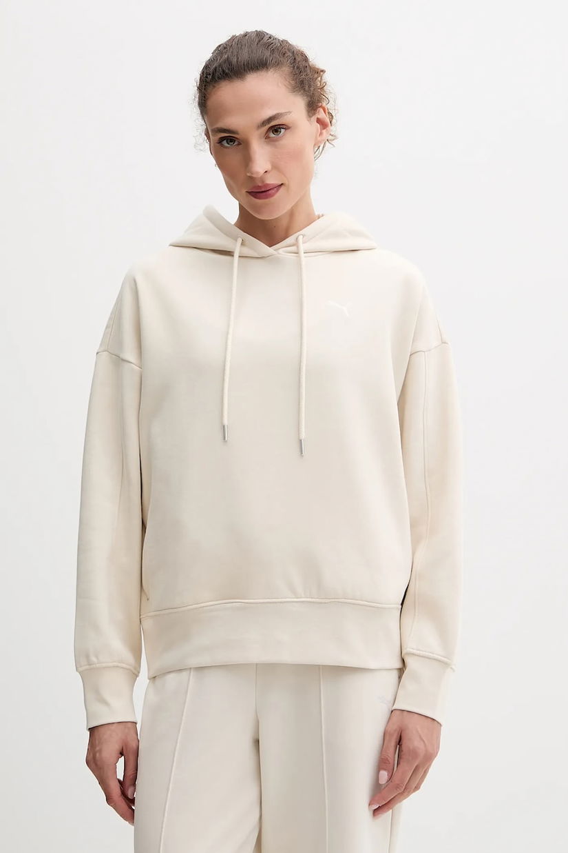 Puma bluză culoarea bej, cu glugă, 688151