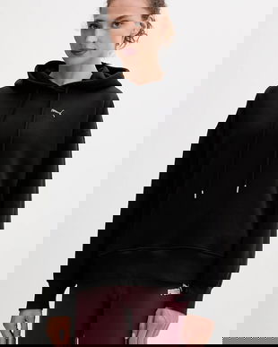 Puma bluză culoarea negru, cu glugă, 688151