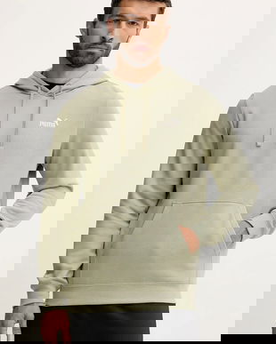 Puma bluză culoarea verde, cu glugă, cu imprimeu, 684718