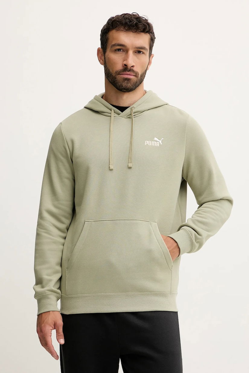 Puma bluză culoarea verde, cu glugă, cu imprimeu, 684718