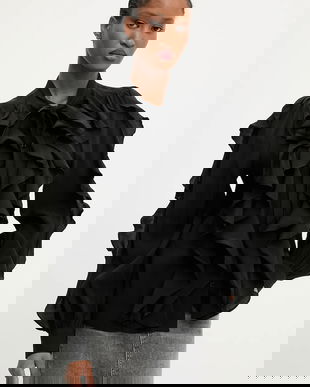 Answear.LAB bluza culoarea negru, neted