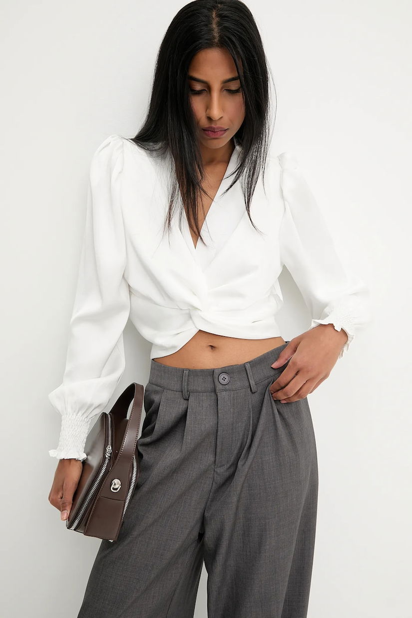 Answear.LAB bluza culoarea alb, neted