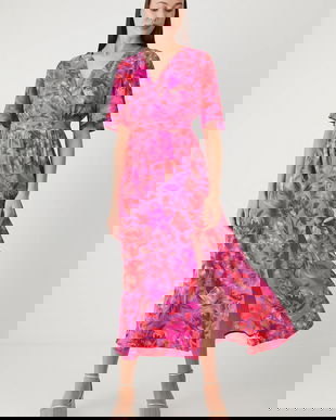 Medicine rochie culoarea roz, maxi, evazați