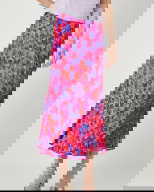 Medicine fustă culoarea roz, midi, drept