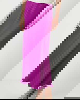 Medicine fustă culoarea violet, midi, drept