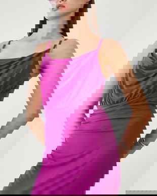 Medicine rochie culoarea violet, midi,mulată