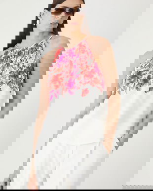 Medicine bluză culoarea alb, cu imprimeu