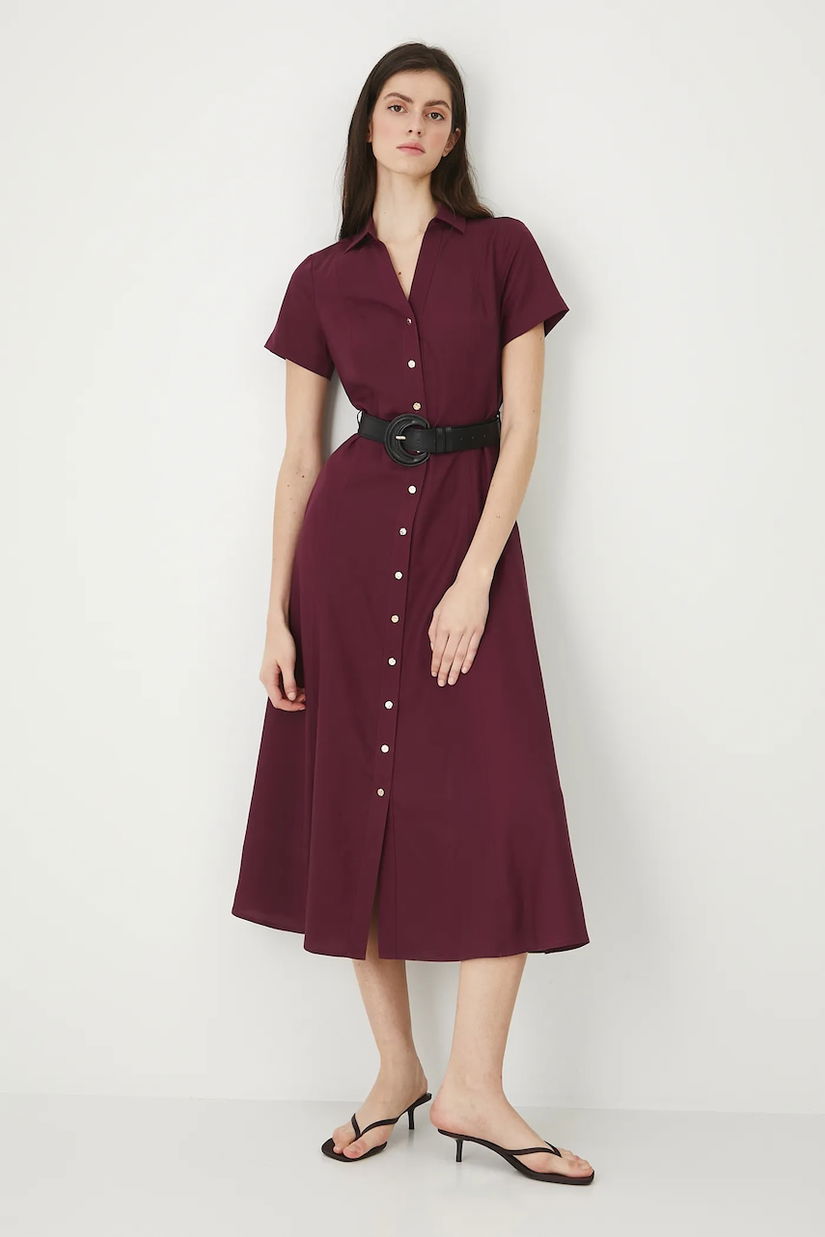 Medicine rochie culoarea bordo, midi, evazați
