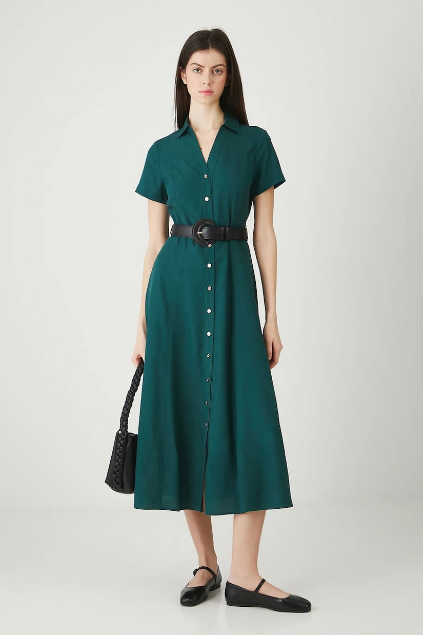 Medicine rochie culoarea verde, midi, evazați