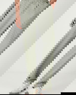 Medicine pantaloni din amestec de in culoarea verde, drept