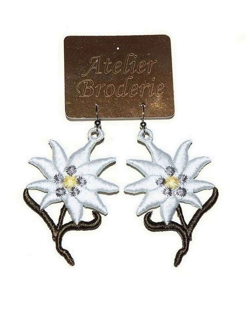 Cercei floare de colt brodati