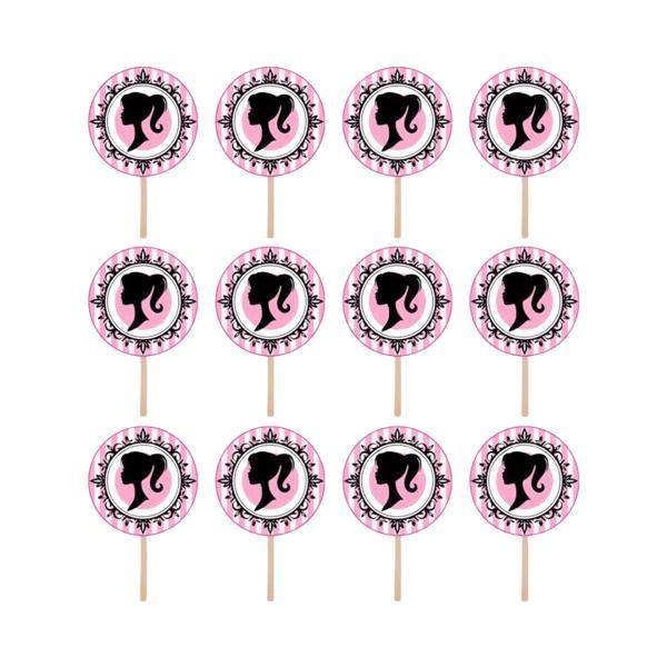 Set accesorii brioșe/ tort, 30 buc, tematica Barbie Tip 2, Photo Paper Glossy