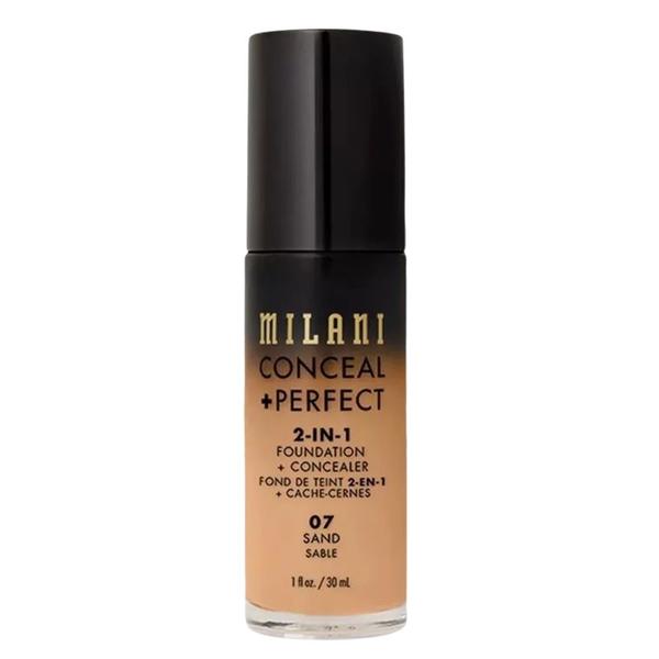 Fond de Ten si Corector - Milani Conceal + Perfect 2-in-1 Foundation + Concealer, nuanta 07 Sand, 30 ml