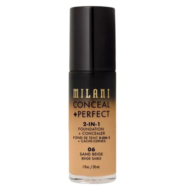 Fond de Ten si Corector - Milani Conceal + Perfect 2-in-1 Foundation + Concealer, nuanta 06 Sand Beige, 30 ml