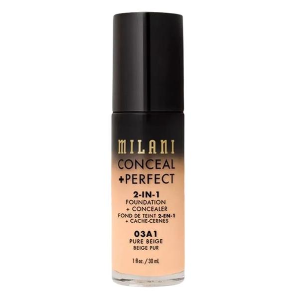 Fond de Ten si Corector - Milani Conceal + Perfect 2-in-1 Foundation + Concealer, nuanta 0301 Pure Beige, 30 ml
