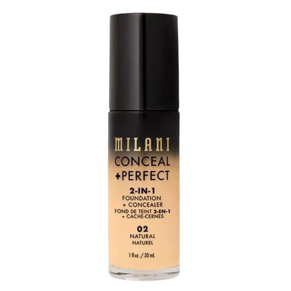 Fond de Ten si Corector - Milani Conceal + Perfect 2-in-1 Foundation + Concealer, nuanta 02 Natural, 30 ml