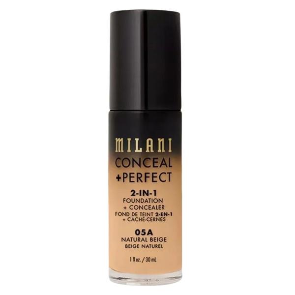 Fond de Ten si Corector - Milani Conceal + Perfect 2-in-1 Foundation + Concealer, nuanta 05A Natural Beige, 30 ml