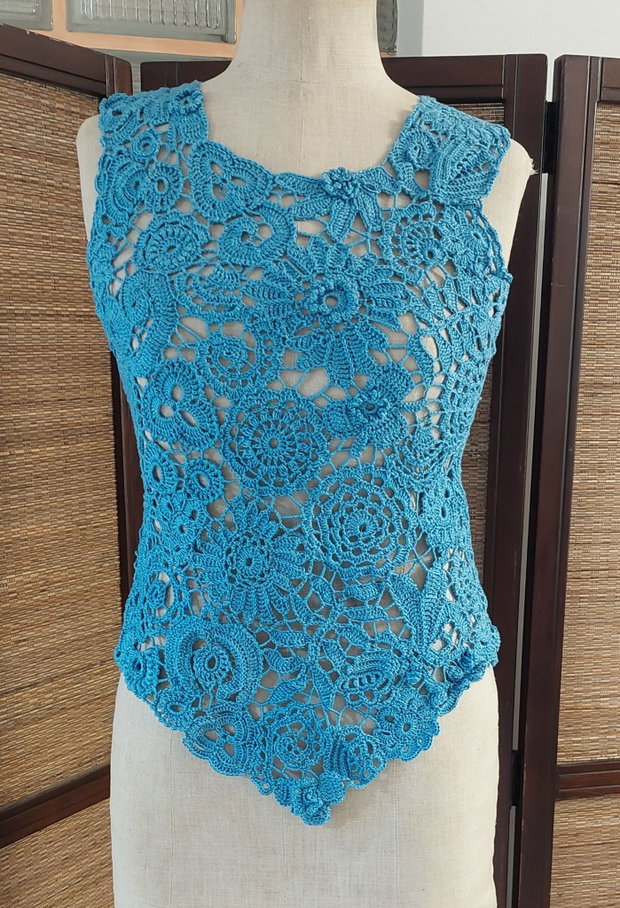 Top de vara Blue flowers