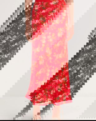 Never Fully Dressed fustă culoarea roșu, maxi, drept, NFDSK738