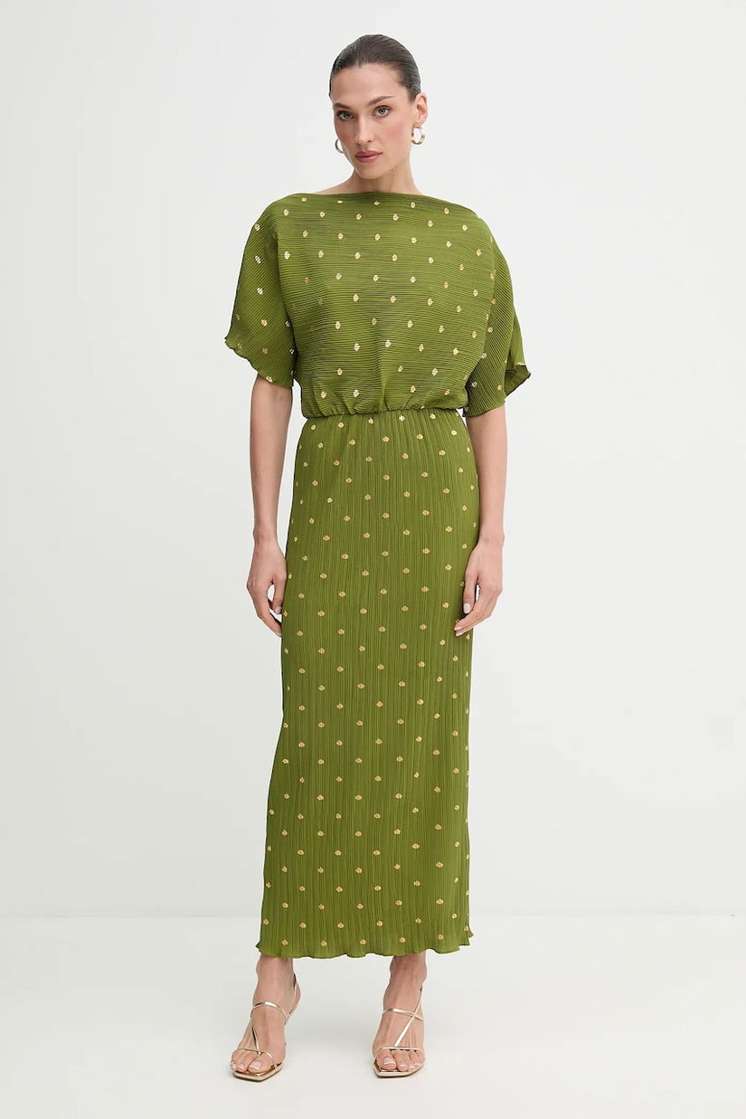 Never Fully Dressed rochie culoarea verde, maxi, evazați, NFDDR2965
