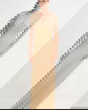 Never Fully Dressed rochie culoarea auriu, maxi, evazați, NFDDR2230