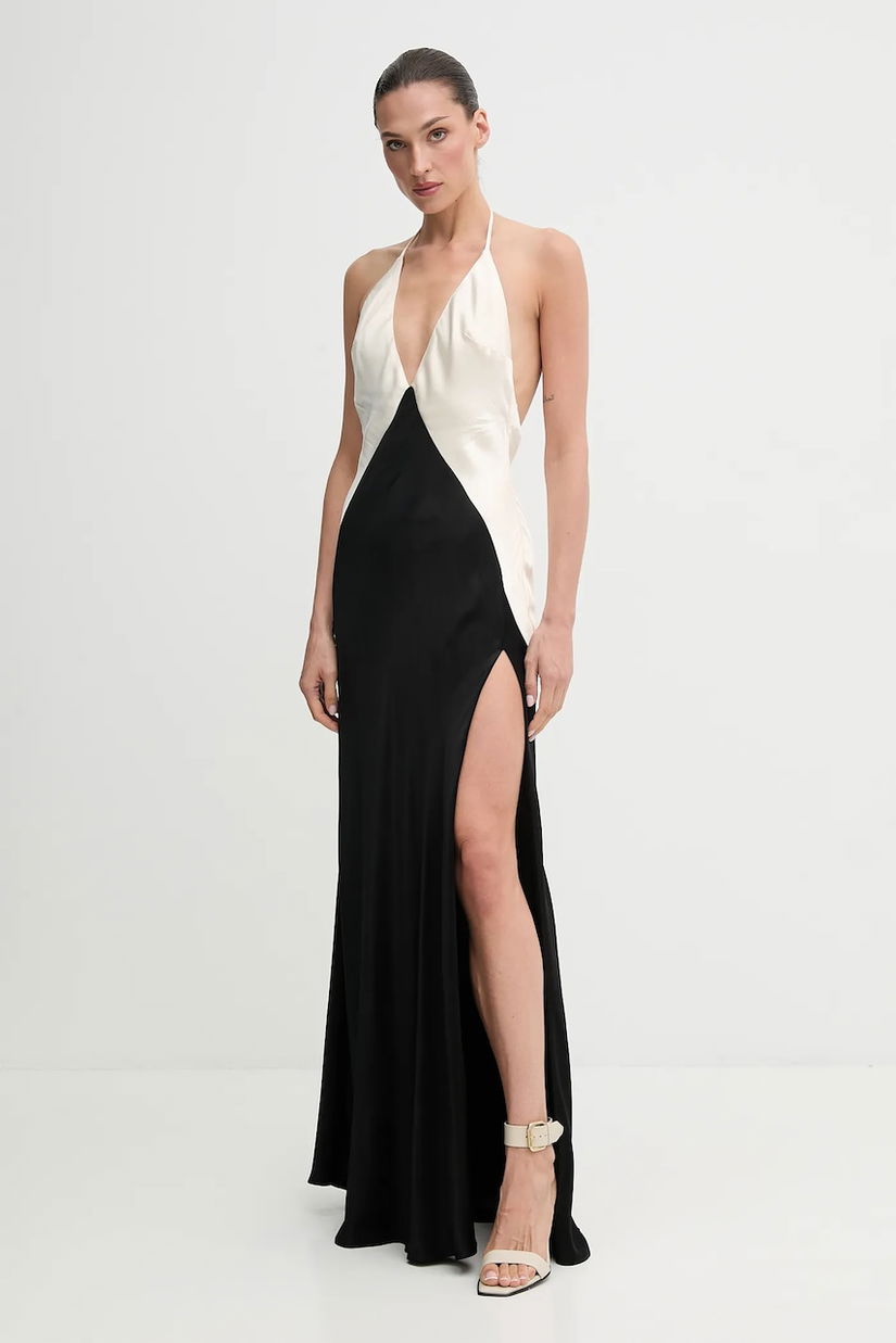 Bardot rochie culoarea negru, maxi, evazați, 59315DB3