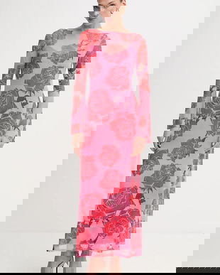 Never Fully Dressed rochie culoarea roz, maxi, mulată, NFDDR2830