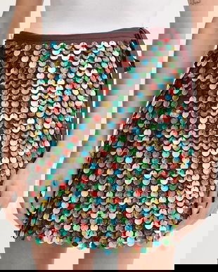 Never Fully Dressed fustă din amestec de in culoarea maro, mini, creion, NFDSK715