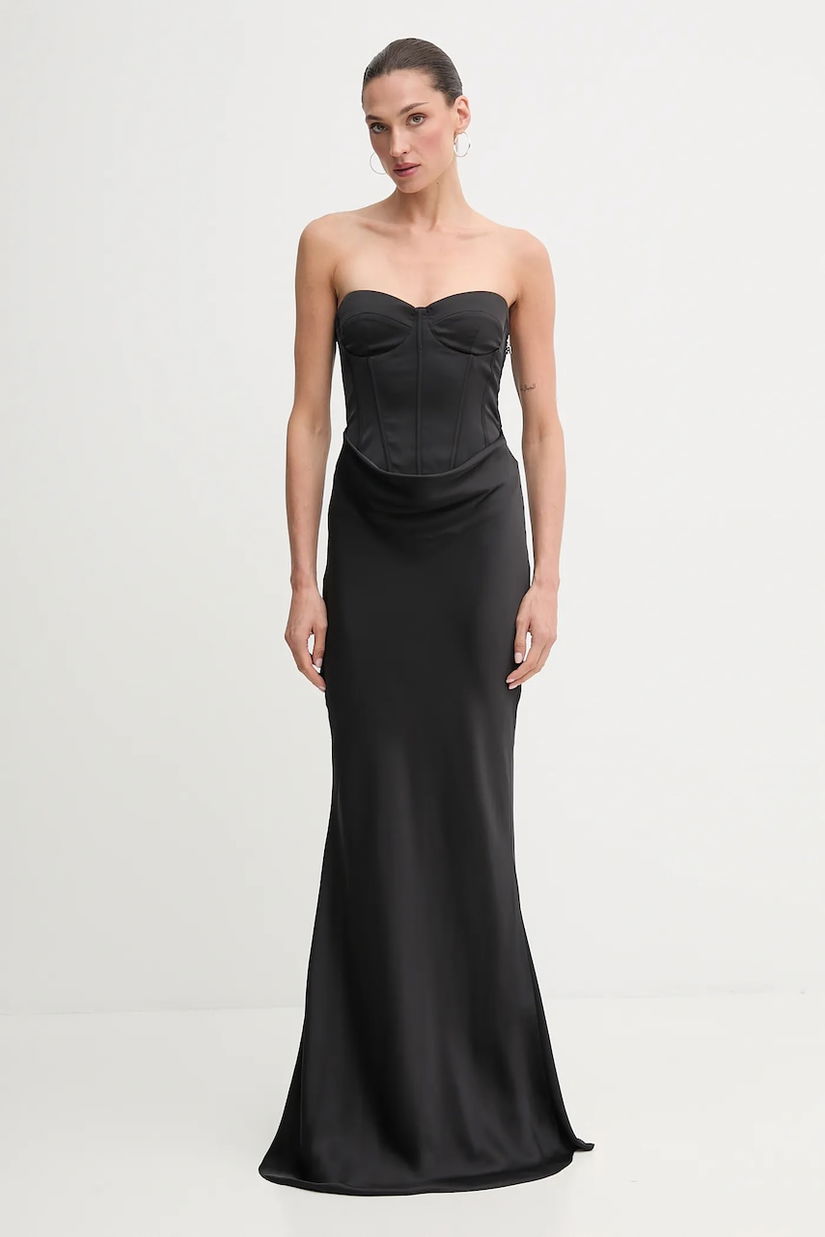 Rotate rochie culoarea negru, maxi, mulată, 114330100