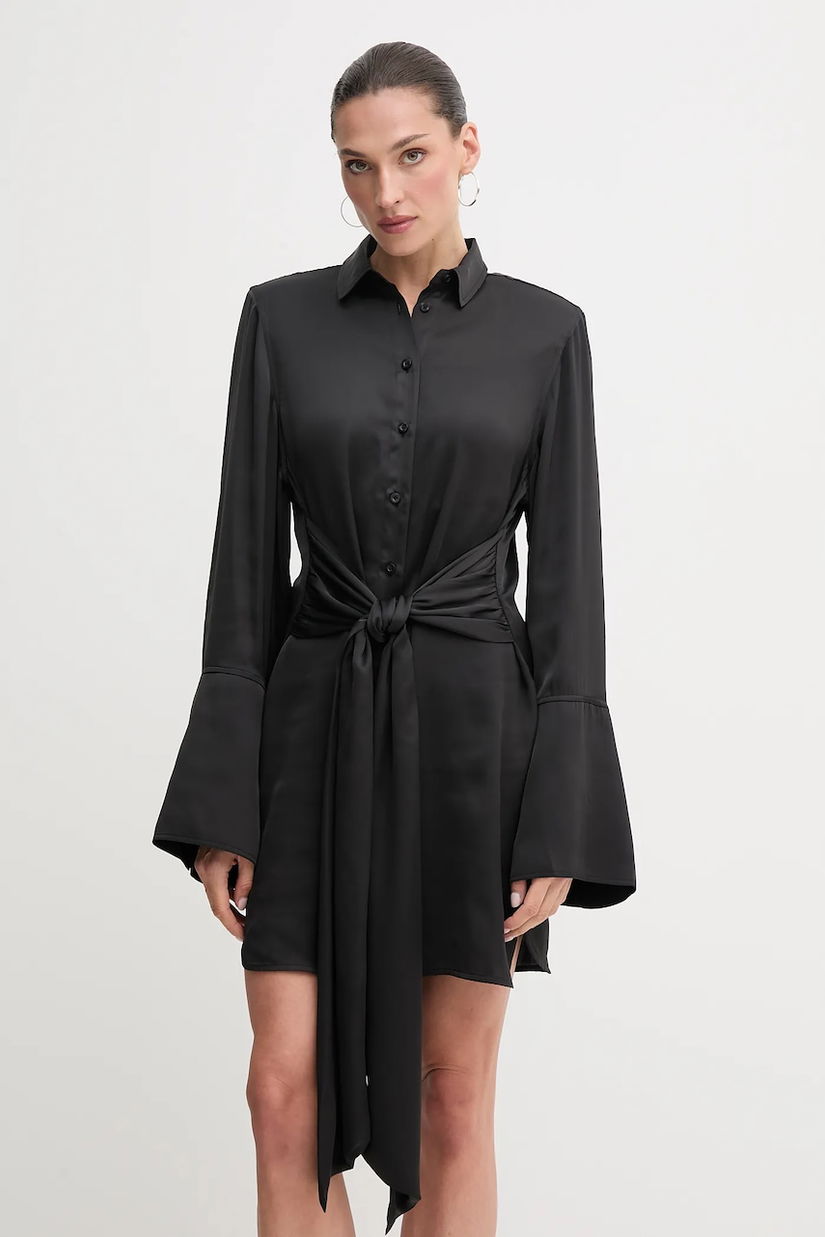 Rotate rochie culoarea negru, mini, evazați, 114334100