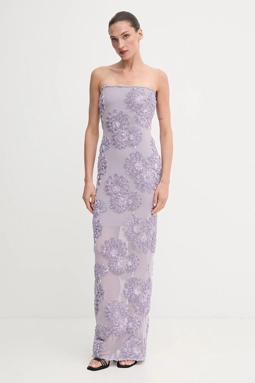 Rotate rochie culoarea violet, maxi, mulată, 1142161429